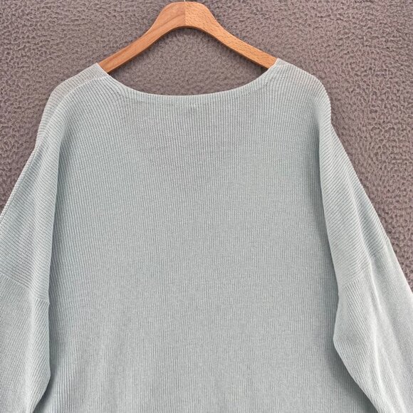 Eileen Fisher Sweater Womens 1X Plus Blue V Neck Knit Stretch Pullover Casual - Picture 3 of 9